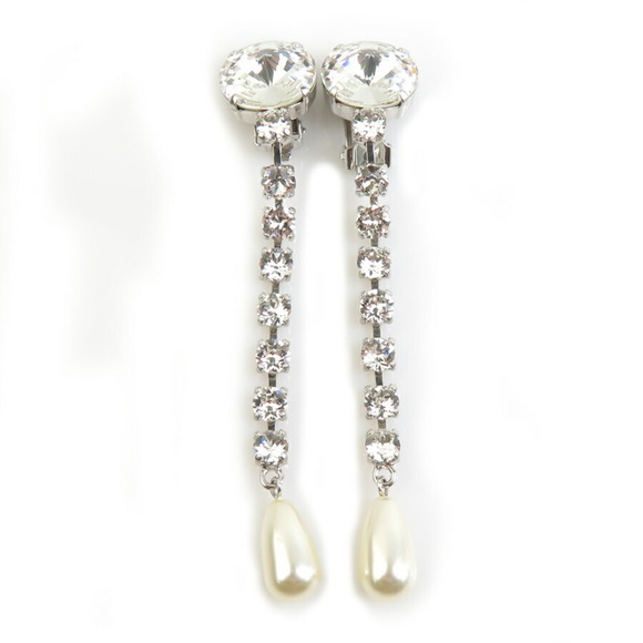 Miu Miu Miu earrings metal faux pearls and jewels silver white women's ...